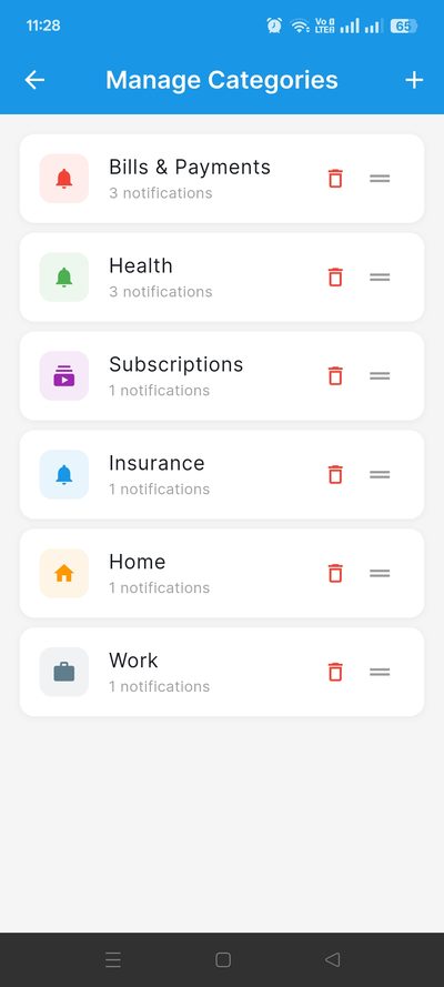 Managing custom categories for medication, bills and subscriptions